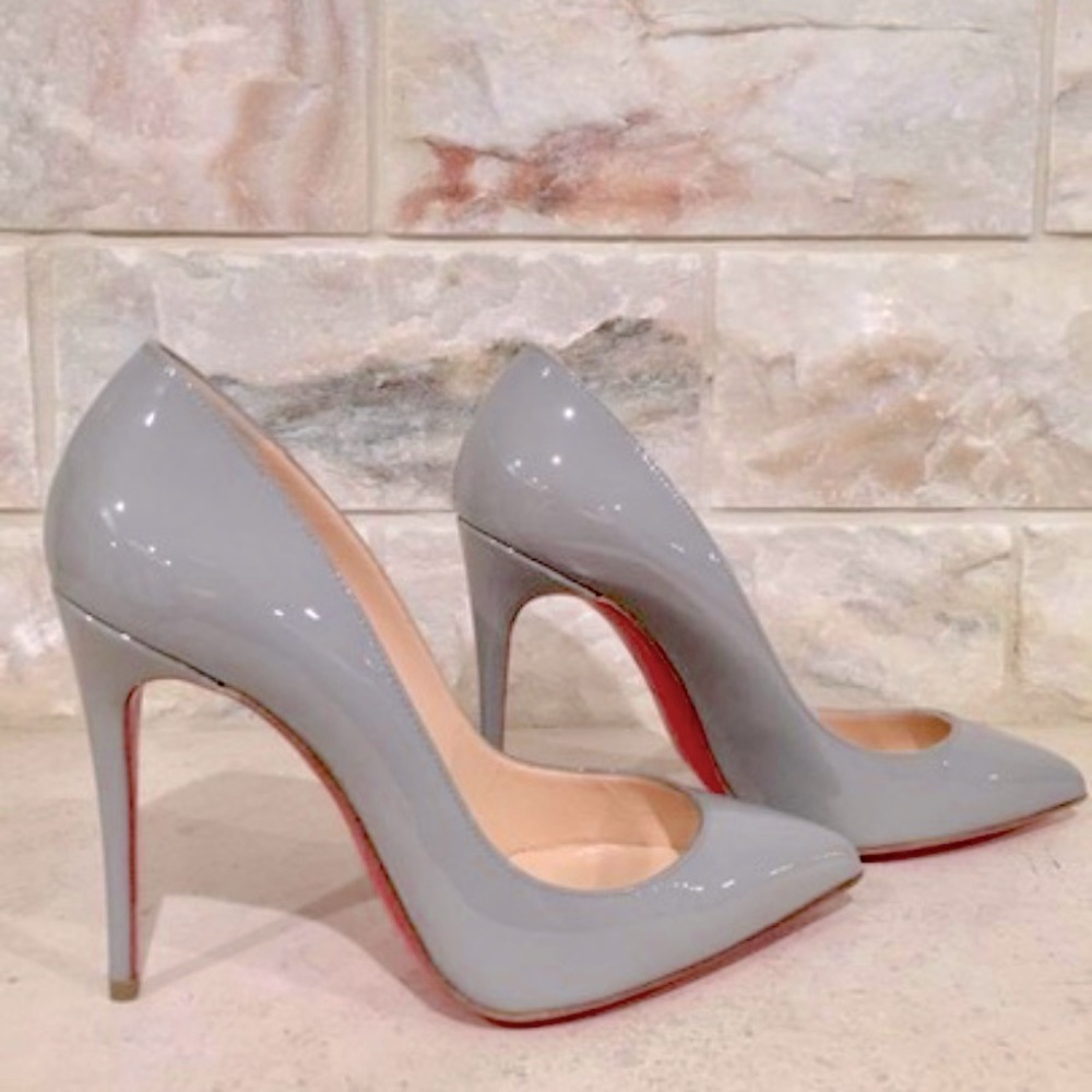 Christian Louboutin Pigalle Follies Gris Patent 38